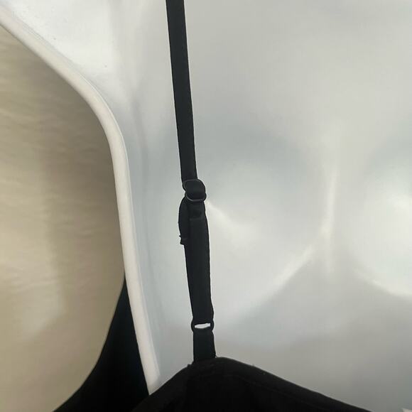 BCBGENERATION Midi Slip Dress Sz Large Lace Insert Black Slits Whimsigoth Adjust - Picture 8 of 14